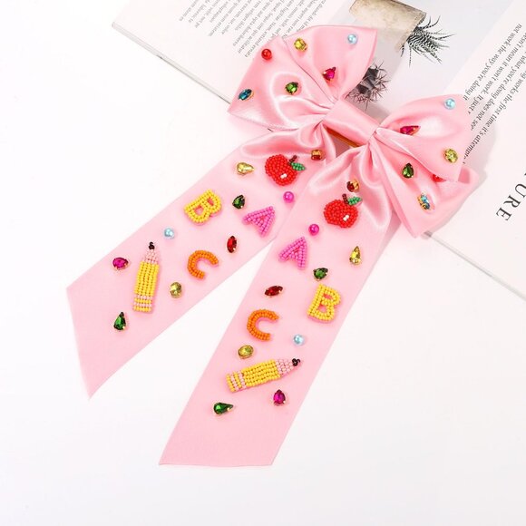 Teacher Hair Bows Rhinestone Large Clips Back To School Teacher Appreciation Gif - Picture 3 of 7